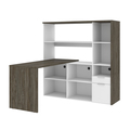 Bestar Gemma L-Shaped Desk, Walnut Grey & White 107420-000035